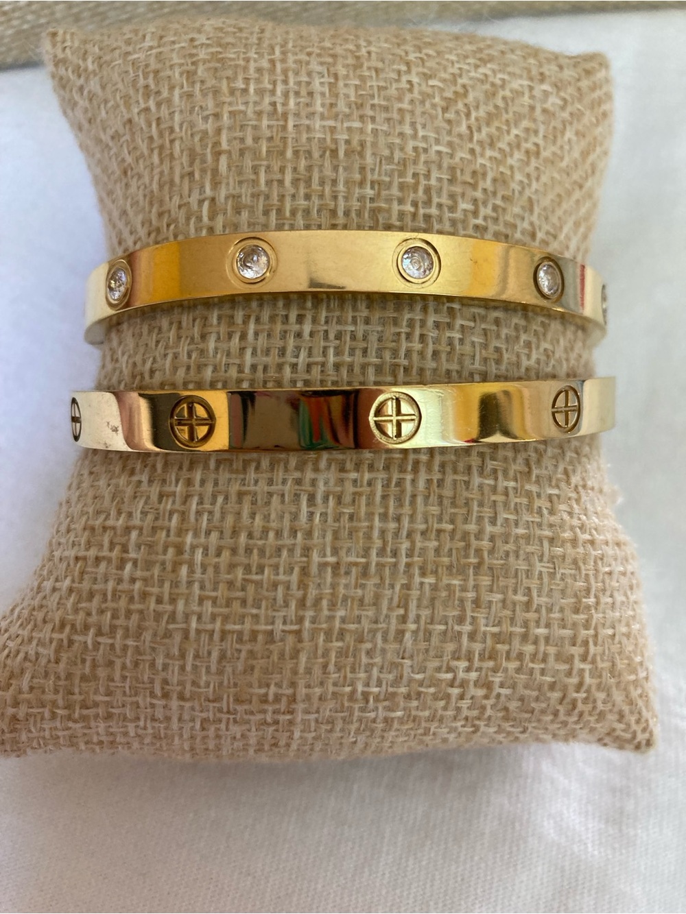 Bundle of 2 Gold Tone Hinged Bracelet